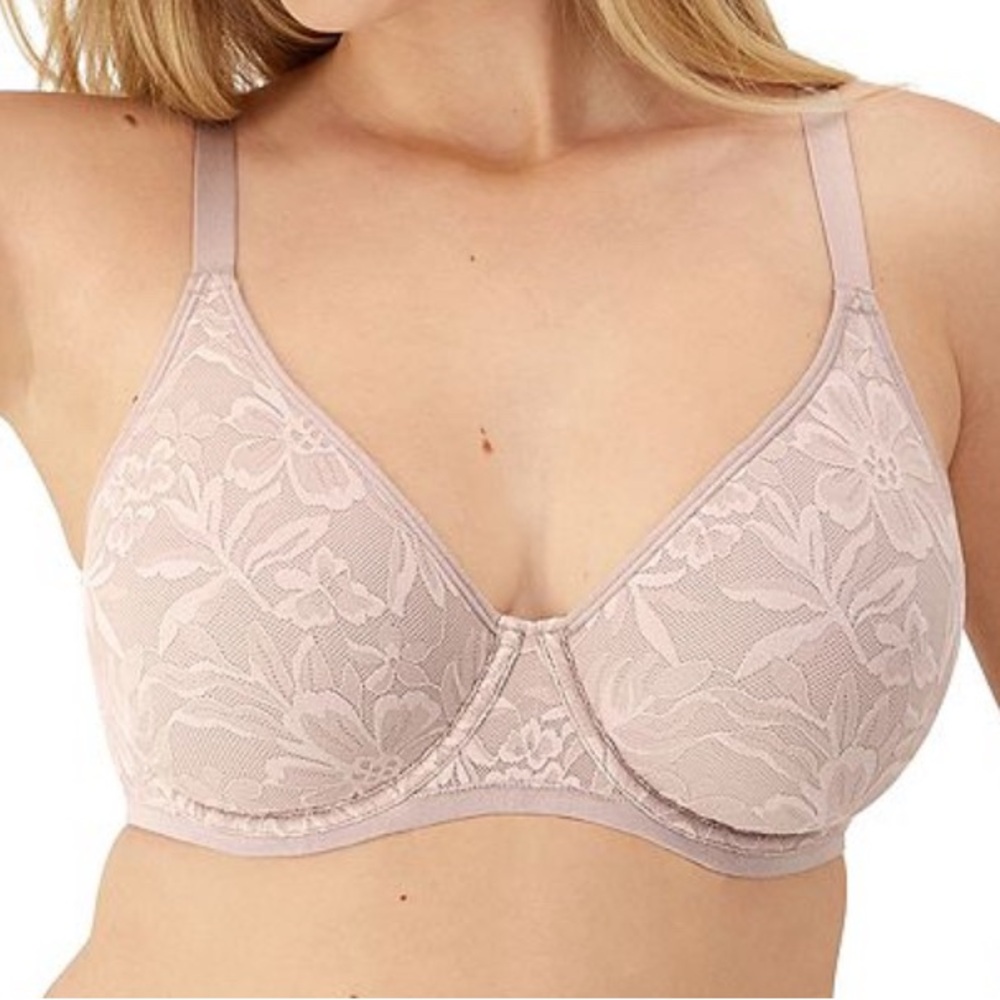 Elegant Lace Underwire Bra - Cream